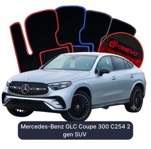 OMEVO Velours-Autofußmatten für Mercedes-Benz GLC Coupé 300 C254 2 gen SUV (2022-2026)