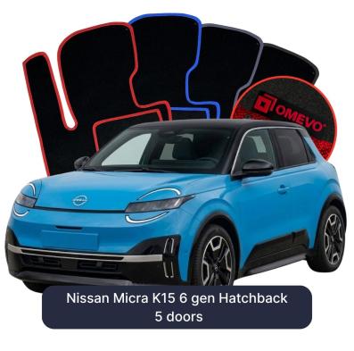 Velours-Autofußmatten OMEVO für Nissan Micra K15 6 gen Kompakt 5 Türer (2025-2026)