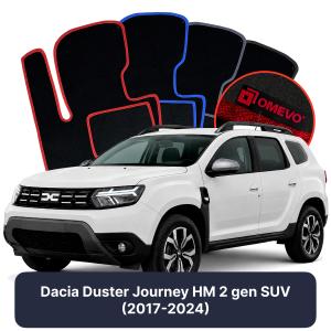 OMEVO Velours-Autofußmatten für Dacia Duster Journey HM 2 gen SUV (2017-2024)