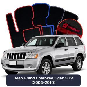OMEVO Velours-Autofußmatten für Jeep Grand Cherokee 3 gen SUV (2004-2010)