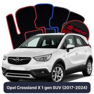OMEVO Velours-Autofußmatten für Opel Crossland X 1 gen SUV (2017-2023)