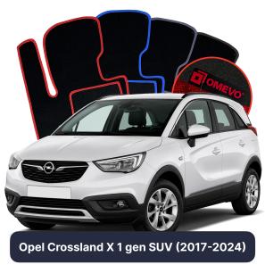 Velours-Autofußmatten OMEVO für Opel Crossland X 1 gen SUV (2017-2023)