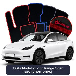 OMEVO Velours-Autofußmatten für Tesla Model Y Long Range 1 gen SUV (2020-2025)