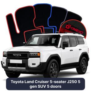 Velours-Autofußmatten OMEVO für Toyota Land Cruiser 5-Sitzer J250 5 gen SUV 5 Türer (2024-2025)