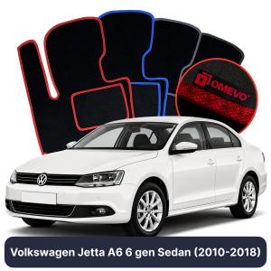 OMEVO Velours-Autofußmatten für Volkswagen Jetta A6 6 gen Limousine (2010-2018)