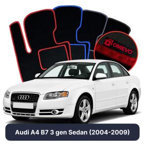 Velours-Autofußmatten OMEVO für Audi A4 B7 3 gen Limousine (2004-2009)