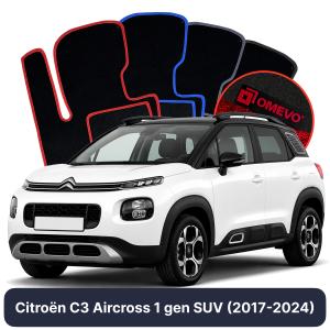 OMEVO Velours-Autofußmatten für Citroën C3 Aircross 1 gen SUV (2017-2024)