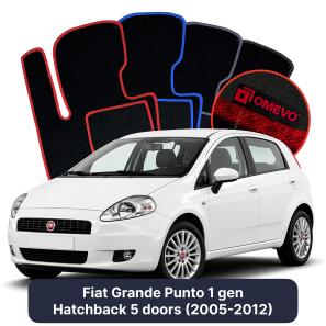 Velours-Autofußmatten OMEVO für Fiat Grande Punto 1 gen Kompakt 5 Türer (2005-2012)