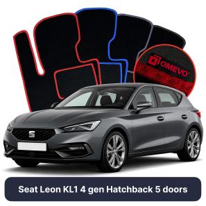 Velours-Autofußmatten OMEVO für Seat Leon KL1 4 gen Kompakt 5 Türer (2020-2025)