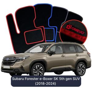 OMEVO Velours-Autofußmatten für Subaru Forester e-Boxer SK 5. Gen. SUV (2018-2024)