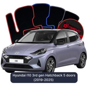OMEVO Velours-Autofußmatten für Hyundai I10 3. Gen. Kompakt 5-Türer (2019-2025)