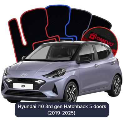 Velours-Autofußmatten OMEVO für Hyundai I10 3. Gen. Kompakt 5-Türer (2019-2025)