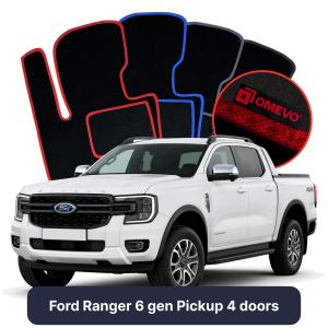 OMEVO Velours-Autofußmatten für Ford Ranger 6 gen Pick-up 4 Türer (2022-2025)