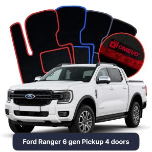 Velours-Autofußmatten OMEVO für Ford Ranger 6 gen Pick-up 4 Türer (2022-2025)