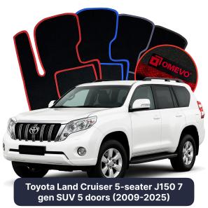 Velours-Autofußmatten OMEVO für Toyota Land Cruiser 5-Sitzer J150 7 gen SUV 5 Türer (2009-2025)