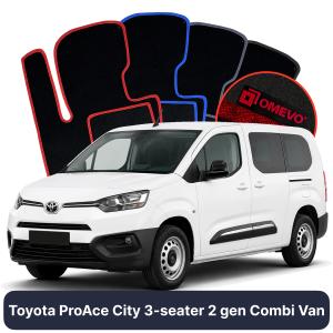 OMEVO Velours-Autofußmatten für Toyota ProAce City 3-Sitzer 2 gen KombiVan (2019-2025)