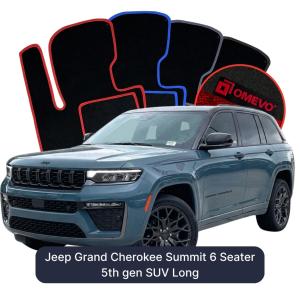 OMEVO Velours-Autofußmatten für Jeep Grand Cherokee Summit 6-Sitzer 5. Gen. SUV Langversion (2021-2026)