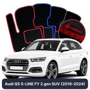 OMEVO Velours-Autofußmatten für Audi Q5 S-LINE FY 2 gen SUV (2016-2024)