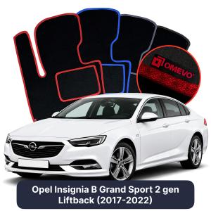OMEVO Velours-Autofußmatten für Opel Insignia Grand Sport B 2 gen Liftback (2017-2022)