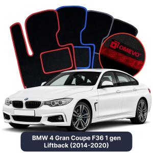 OMEVO Velours-Autofußmatten für BMW 4er Gran Coupe F36 1 gen Liftback (2014-2020)