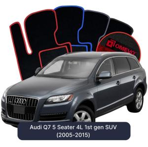 OMEVO Velours-Autofußmatten für Audi Q7 5-Sitzer 4L 1. Gen. SUV (2005-2015)