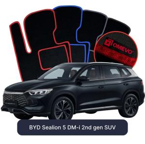 OMEVO Velours-Autofußmatten für BYD Sealion 5 DM-i 2. Gen. SUV (2026-2026)