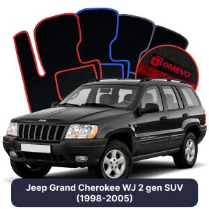 OMEVO Velours-Autofußmatten für Jeep Grand Cherokee WJ 2 gen SUV (1998-2005)