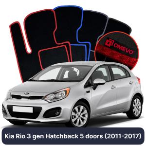 OMEVO Velours-Autofußmatten für Kia Rio 3 gen Kompakt 5 Türer (2011-2017)