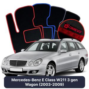 OMEVO Velours-Autofußmatten für Mercedes-Benz E-Klasse W211 3 gen Kombi (2003-2009)