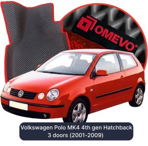 OMEVO 5D Pro EVA Fußmatten für Volkswagen Polo MK4 4. Gen. Kompakt 3-Türer (2001-2009)