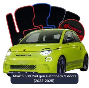 OMEVO Velours-Autofußmatten für Abarth 500 2 gen Kompakt 3 Türer (2022-2025)
