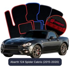 OMEVO Velours-Autofußmatten für Abarth 124 Spider Cabrio (2015-2020)