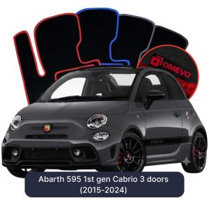 OMEVO Velours-Autofußmatten für Abarth 595 1 gen Cabrio 3 Türen (2015-2024)