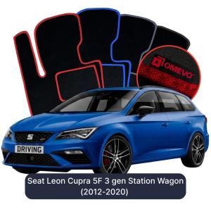 OMEVO Velours-Autofußmatten für Seat Leon Cupra 5F 3 gen Kombi (2012-2020)