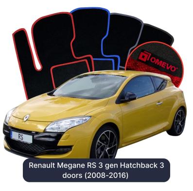 Velours-Autofußmatten OMEVO für Renault Megane RS 3 gen Hatchback 3-türig (2008–2016)