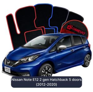 OMEVO Velours-Autofußmatten für Nissan Note E12 2 gen Kompakt 5 Türer (2012-2020)