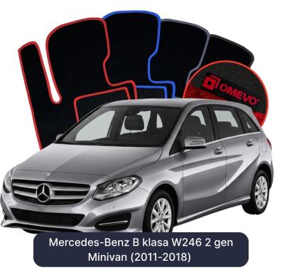 Velours-Autofußmatten OMEVO für Mercedes-Benz B-Klasse W246 2 gen Minivan (2011-2018)