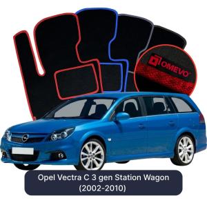 OMEVO Velours-Autofußmatten für Opel Vectra C 3 gen Kombi (2002-2010)