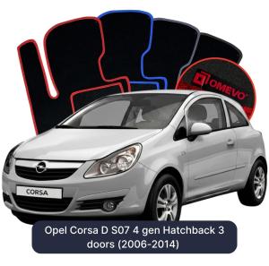 OMEVO Velours-Autofußmatten für Opel Corsa D S07 4 gen Kompakt 3-Türer (2006-2014)
