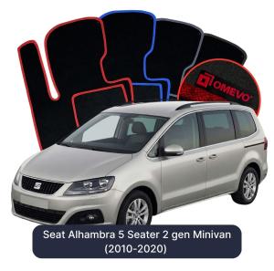 OMEVO Velours-Autofußmatten für Seat Alhambra 5-Sitzer 2 gen Minivan (2010-2020)