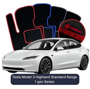 OMEVO Velours-Autofußmatten für Tesla Model 3 Highland Standard Range 1 gen Limousine (2022-2026)
