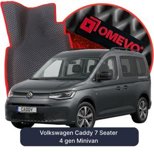 OMEVO 5D Pro EVA Fußmatten für Volkswagen Caddy 7-Sitzer 4 gen Minivan (2020-2026)