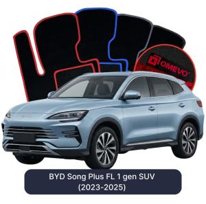 OMEVO Velours-Autofußmatten für BYD Song Plus FL 1 gen SUV (2023-2025)