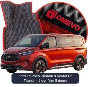 OMEVO 5D Pro EVA Fußmatten für Ford Tourneo Custom 9-Sitzer L2 Titanium 2 gen Van 5-Türer (2023-2026)