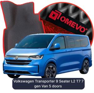 OMEVO 5D Pro EVA Fußmatten für Volkswagen Transporter 9-Sitzer L2 T7 7 gen Van 5-Türer (2024-2026)