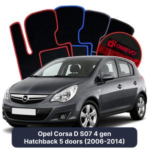Velours-Autofußmatten OMEVO für Opel Corsa D S07 4 gen Kompakt 5-Türer (2006-2014)