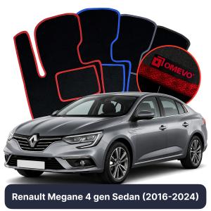 OMEVO Velours-Autofußmatten für Renault Megane 4 gen Limousine (2016-2024)