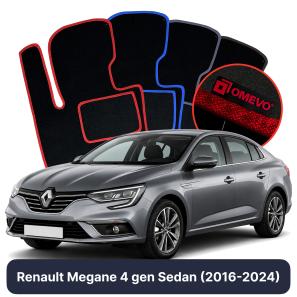 Velours-Autofußmatten OMEVO für Renault Megane 4 gen Limousine (2016-2024)