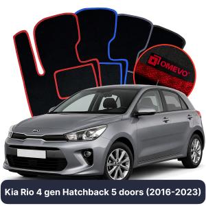 OMEVO Velours-Autofußmatten für Kia Rio 4 gen Kompakt 5 Türer (2016-2023)