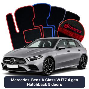 Velours-Autofußmatten OMEVO für Mercedes-Benz A-Klasse W177 4 gen Kompakt 5 Türer (2019-2025)